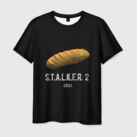 Мужская футболка 3D с принтом STALKER 2 Батон в Петрозаводске, 100% полиэфир | прямой крой, круглый вырез горловины, длина до линии бедер | mem | metro | stalker | stalker 2 | еда | игра | из игры | мем | метро 2033 | прикол | сталкер | сталкер 2 | сталкер батон | хлеб | юмор