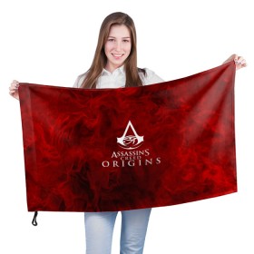Флаг 3D с принтом Assassin’s Creed Origins в Петрозаводске, 100% полиэстер | плотность ткани — 95 г/м2, размер — 67 х 109 см. Принт наносится с одной стороны | 