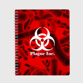 Тетрадь с принтом PLAGUE INC в Петрозаводске, 100% бумага | 48 листов, плотность листов — 60 г/м2, плотность картонной обложки — 250 г/м2. Листы скреплены сбоку удобной пружинной спиралью. Уголки страниц и обложки скругленные. Цвет линий — светло-серый
 | molecule | plague inc | абстракция | бактерии | вирус | клетки | медицина | микробы | молекулы | наука | нейрон | нейроны | планета | текстура | текстуры | формула