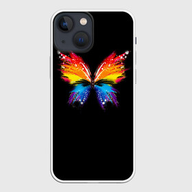 Чехол для iPhone 13 mini с принтом Бабочка в Петрозаводске,  |  | art | арт | бабочка | брызги | искусство | картина | краски | крылья | насекомое | потеки | цвета