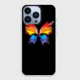 Чехол для iPhone 13 Pro с принтом Бабочка в Петрозаводске,  |  | Тематика изображения на принте: art | арт | бабочка | брызги | искусство | картина | краски | крылья | насекомое | потеки | цвета
