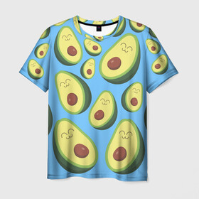 Мужская футболка 3D с принтом Авокадо паттерн в Петрозаводске, 100% полиэфир | прямой крой, круглый вырез горловины, длина до линии бедер | avocado | vegan | vegetarian | авокадо | веган | вегетарианство