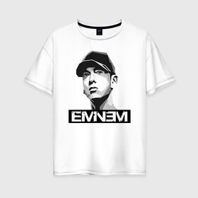 Женская футболка хлопок Oversize с принтом Eminem в Петрозаводске, 100% хлопок | свободный крой, круглый ворот, спущенный рукав, длина до линии бедер
 | eminem | evil | ken kaniff | marshall bruce mathers iii | mm | rap | slim shady | маршалл брюс мэтерс iii | рэп | рэп рок | хип хоп | хорроркор | эминем