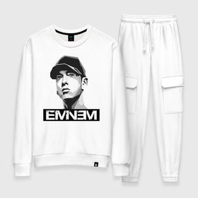 Женский костюм хлопок с принтом Eminem в Петрозаводске, 100% хлопок | на свитшоте круглая горловина, мягкая резинка по низу. Брюки заужены к низу, на них два вида карманов: два 