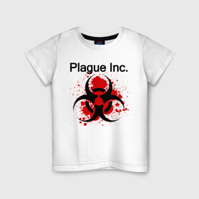 Детская футболка хлопок с принтом Plague Inc в Петрозаводске, 100% хлопок | круглый вырез горловины, полуприлегающий силуэт, длина до линии бедер | Тематика изображения на принте: inc | ndemic creations | plague | plague inc | биологический симулятор | игра | чума | чума инкорпорейтед