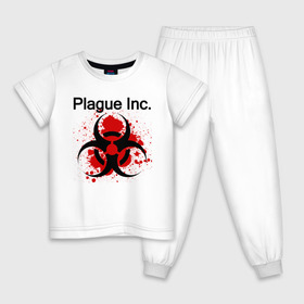 Детская пижама хлопок с принтом Plague Inc в Петрозаводске, 100% хлопок |  брюки и футболка прямого кроя, без карманов, на брюках мягкая резинка на поясе и по низу штанин
 | Тематика изображения на принте: inc | ndemic creations | plague | plague inc | биологический симулятор | игра | чума | чума инкорпорейтед