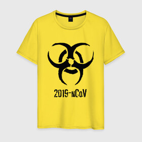 Мужская футболка хлопок с принтом 2019-nCoV в Петрозаводске, 100% хлопок | прямой крой, круглый вырез горловины, длина до линии бедер, слегка спущенное плечо. | 2019 ncov | биологическая угроза | вирус | китай | китайский грипп | коронавирус | опасность | пандемия | ухань | эпидемия