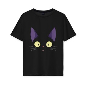 Женская футболка хлопок Oversize с принтом Котик в Петрозаводске, 100% хлопок | свободный крой, круглый ворот, спущенный рукав, длина до линии бедер
 | cat | kitten | kitty | киса | кот | котейка | котёнок | кошак | кошка | мяу