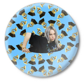 Значок с принтом Billie Eilish Grammy в Петрозаводске,  металл | круглая форма, металлическая застежка в виде булавки | Тематика изображения на принте: billie | eilish | grammy | айлиш | билли | грэмми