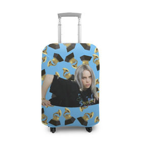 Чехол для чемодана 3D с принтом Billie Eilish Grammy в Петрозаводске, 86% полиэфир, 14% спандекс | двустороннее нанесение принта, прорези для ручек и колес | billie | eilish | grammy | айлиш | билли | грэмми