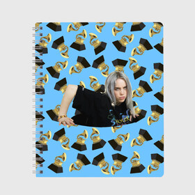 Тетрадь с принтом Billie Eilish Grammy в Петрозаводске, 100% бумага | 48 листов, плотность листов — 60 г/м2, плотность картонной обложки — 250 г/м2. Листы скреплены сбоку удобной пружинной спиралью. Уголки страниц и обложки скругленные. Цвет линий — светло-серый
 | billie | eilish | grammy | айлиш | билли | грэмми