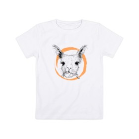Детская футболка хлопок с принтом Животное в Петрозаводске, 100% хлопок | круглый вырез горловины, полуприлегающий силуэт, длина до линии бедер | альпака | голова | животное | лама | лиса | урод | чб | эмоция