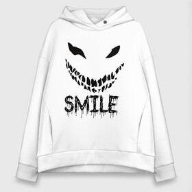 Женское худи Oversize хлопок с принтом Smile в Петрозаводске, френч-терри — 70% хлопок, 30% полиэстер. Мягкий теплый начес внутри —100% хлопок | боковые карманы, эластичные манжеты и нижняя кромка, капюшон на магнитной кнопке | smile | улыбнись