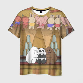 Мужская футболка 3D с принтом We Bare Bear в Петрозаводске, 100% полиэфир | прямой крой, круглый вырез горловины, длина до линии бедер | grizzly | ice bear | panda | the three bare bears | vdzajul | we bare bears | белый | вся правда о медведях | гризли | панда | правда