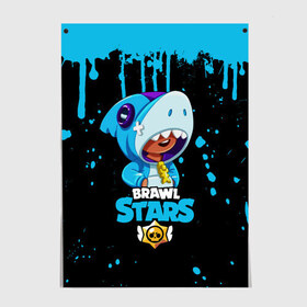 Постер с принтом Brawl Stars Leon Shark в Петрозаводске, 100% бумага
 | бумага, плотность 150 мг. Матовая, но за счет высокого коэффициента гладкости имеет небольшой блеск и дает на свету блики, но в отличии от глянцевой бумаги не покрыта лаком | brawl stars | crow | game | leon | бравл | бравл стар | бравл старс | ворон | ворона | детская | детям | игра | компьютерная игра | кров | леон | персонаж | развлечение