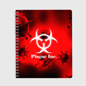 Тетрадь с принтом PLAGUE INC в Петрозаводске, 100% бумага | 48 листов, плотность листов — 60 г/м2, плотность картонной обложки — 250 г/м2. Листы скреплены сбоку удобной пружинной спиралью. Уголки страниц и обложки скругленные. Цвет линий — светло-серый
 | molecule | plague inc | абстракция | бактерии | вирус | клетки | медицина | микробы | молекулы | наука | нейрон | нейроны | планета | текстура | текстуры | формула