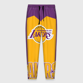 Мужские брюки 3D с принтом Los Angeles Lakers  в Петрозаводске, 100% полиэстер | манжеты по низу, эластичный пояс регулируется шнурком, по бокам два кармана без застежек, внутренняя часть кармана из мелкой сетки | Тематика изображения на принте: angeles | bryant | kobe | lakers | los | баскетбольный | клуб