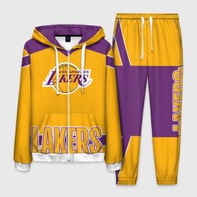 Мужской костюм 3D с принтом Los Angeles Lakers в Петрозаводске, 100% полиэстер | Манжеты и пояс оформлены тканевой резинкой, двухслойный капюшон со шнурком для регулировки, карманы спереди | angeles | bryant | kobe | lakers | los | баскетбольный | клуб