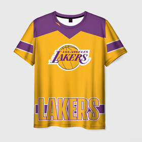 Мужская футболка 3D с принтом Los Angeles Lakers  в Петрозаводске, 100% полиэфир | прямой крой, круглый вырез горловины, длина до линии бедер | angeles | bryant | kobe | lakers | los | баскетбольный | клуб