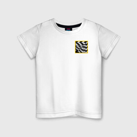 Детская футболка хлопок с принтом иллюзия  в Петрозаводске, 100% хлопок | круглый вырез горловины, полуприлегающий силуэт, длина до линии бедер | желтый | иллюзия | клетки | мода | необычно | прикольно | пространство | стильно. | черно белый