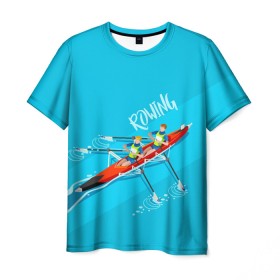 Мужская футболка 3D с принтом Rowers в Петрозаводске, 100% полиэфир | прямой крой, круглый вырез горловины, длина до линии бедер | rowing | sport | байдарки | гребец | гребцы | лодки | лодочный спорт | спорт | спортсмен | спортсмены