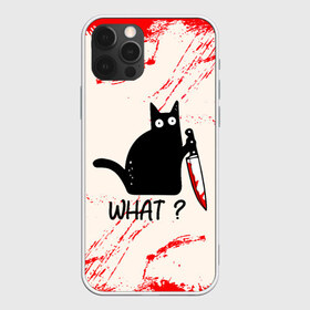Чехол для iPhone 12 Pro Max с принтом What cat в Петрозаводске, Силикон |  | Тематика изображения на принте: cat | kitten | knife | what | вопрос | киса | кот | котёнок | кошак | кошка | кровь | нож | удивление | что