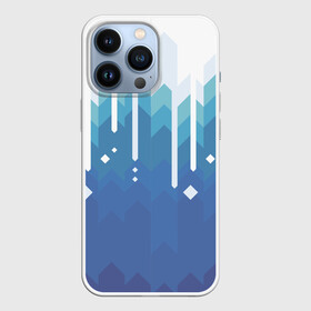 Чехол для iPhone 13 Pro с принтом Пиксельные сливки в Петрозаводске,  |  | Тематика изображения на принте: белый | геометрия | капли | молоко | пиксели | синий | сливки | узор | узоры