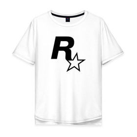 Мужская футболка хлопок Oversize с принтом ROCKSTAR GAMES в Петрозаводске, 100% хлопок | свободный крой, круглый ворот, “спинка” длиннее передней части | Тематика изображения на принте: 