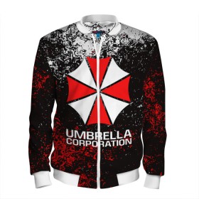 Мужской бомбер 3D с принтом UMBRELLA CORP в Петрозаводске, 100% полиэстер | застегивается на молнию, по бокам два кармана без застежек, по низу бомбера и на воротнике - эластичная резинка | ada wong | biohazard | leon | nemesis | project resistance | raccoon city | re2 | resident evil 2 | rpd | stars | umbrella | ада вонг | амбрелла | немесис | ужасы