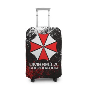 Чехол для чемодана 3D с принтом UMBRELLA CORP в Петрозаводске, 86% полиэфир, 14% спандекс | двустороннее нанесение принта, прорези для ручек и колес | ada wong | biohazard | leon | nemesis | project resistance | raccoon city | re2 | resident evil 2 | rpd | stars | umbrella | ада вонг | амбрелла | немесис | ужасы
