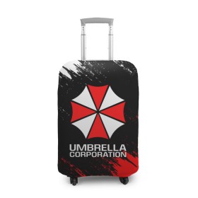 Чехол для чемодана 3D с принтом UMBRELLA CORP в Петрозаводске, 86% полиэфир, 14% спандекс | двустороннее нанесение принта, прорези для ручек и колес | ada wong | biohazard | leon | nemesis | project resistance | raccoon city | re2 | resident evil 2 | rpd | stars | umbrella | ада вонг | амбрелла | немесис | ужасы