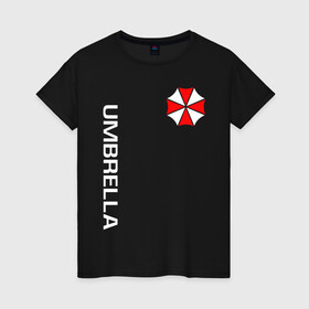 Женская футболка хлопок с принтом UMBRELLA CORP | АМБРЕЛЛА КОРП(+спина) в Петрозаводске, 100% хлопок | прямой крой, круглый вырез горловины, длина до линии бедер, слегка спущенное плечо | Тематика изображения на принте: ada wong | biohazard | leon | nemesis | project resistance | raccoon city | re2 | resident evil 2 | rpd | stars | umbrella | ада вонг | амбрелла | немесис | ужасы