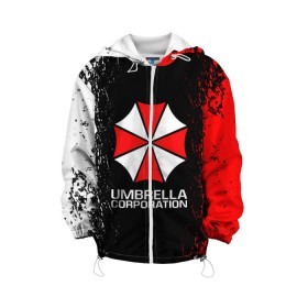 Детская куртка 3D с принтом UMBRELLA CORP в Петрозаводске, 100% полиэстер | застежка — молния, подол и капюшон оформлены резинкой с фиксаторами, по бокам — два кармана без застежек, один потайной карман на груди, плотность верхнего слоя — 90 г/м2; плотность флисового подклада — 260 г/м2 | Тематика изображения на принте: ada wong | biohazard | leon | nemesis | project resistance | raccoon city | re2 | resident evil 2 | rpd | stars | umbrella | ада вонг | амбрелла | немесис | ужасы