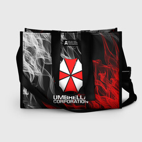 Сумка-шоппер 3D с принтом UMBRELLA CORP в Петрозаводске, 100% полиэстер | застегивается на металлическую кнопку; внутренний карман застегивается на молнию. Стенки укреплены специальным мягким материалом, чтобы защитить содержимое от несильных ударов
 | ada wong | biohazard | leon | nemesis | project resistance | raccoon city | re2 | resident evil 2 | rpd | stars | umbrella | ада вонг | амбрелла | немесис | ужасы