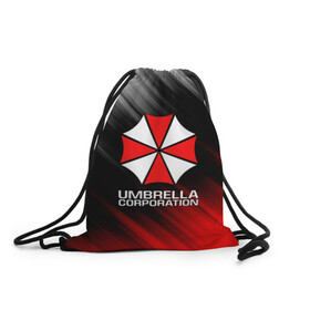 Рюкзак-мешок 3D с принтом UMBRELLA CORP в Петрозаводске, 100% полиэстер | плотность ткани — 200 г/м2, размер — 35 х 45 см; лямки — толстые шнурки, застежка на шнуровке, без карманов и подкладки | ada wong | biohazard | leon | nemesis | project resistance | raccoon city | re2 | resident evil 2 | rpd | stars | umbrella | ада вонг | амбрелла | немесис | ужасы