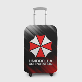 Чехол для чемодана 3D с принтом UMBRELLA CORP в Петрозаводске, 86% полиэфир, 14% спандекс | двустороннее нанесение принта, прорези для ручек и колес | ada wong | biohazard | leon | nemesis | project resistance | raccoon city | re2 | resident evil 2 | rpd | stars | umbrella | ада вонг | амбрелла | немесис | ужасы