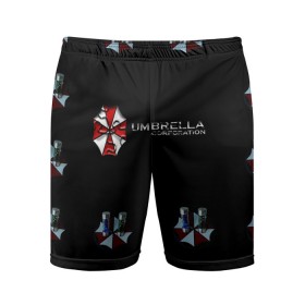 Мужские шорты спортивные с принтом Umbrella Corporation в Петрозаводске, 100% полиэстер | длина выше колена, широкий эластичный пояс | апокалипсис | зла | зомби | обитель | твирус