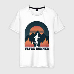 Мужская футболка хлопок с принтом Бег в Петрозаводске, 100% хлопок | прямой крой, круглый вырез горловины, длина до линии бедер, слегка спущенное плечо. | forest | run | runner | sunset | бег | для бега | марафон | спорт | фитнес
