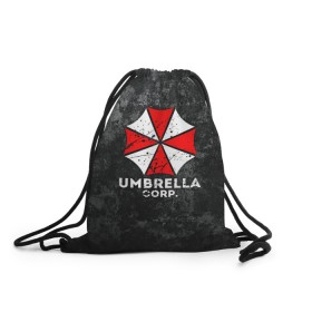 Рюкзак-мешок 3D с принтом UMBRELLA CORP в Петрозаводске, 100% полиэстер | плотность ткани — 200 г/м2, размер — 35 х 45 см; лямки — толстые шнурки, застежка на шнуровке, без карманов и подкладки | Тематика изображения на принте: ada wong | biohazard | leon | nemesis | project resistance | raccoon city | re2 | resident evil 2 | rpd | stars | umbrella | ада вонг | амбрелла | немесис | ужасы