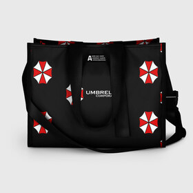 Сумка-шоппер 3D с принтом Umbrella Corporation в Петрозаводске, 100% полиэстер | застегивается на металлическую кнопку; внутренний карман застегивается на молнию. Стенки укреплены специальным мягким материалом, чтобы защитить содержимое от несильных ударов
 | апокалипсис | зла | зомби | обитель | твирус