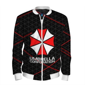 Мужской бомбер 3D с принтом UMBRELLA CORP в Петрозаводске, 100% полиэстер | застегивается на молнию, по бокам два кармана без застежек, по низу бомбера и на воротнике - эластичная резинка | Тематика изображения на принте: ada wong | biohazard | leon | nemesis | project resistance | raccoon city | re2 | resident evil 2 | rpd | stars | umbrella | ада вонг | амбрелла | немесис | ужасы