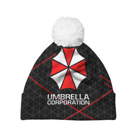 Шапка 3D c помпоном с принтом UMBRELLA CORP в Петрозаводске, 100% полиэстер | универсальный размер, печать по всей поверхности изделия | ada wong | biohazard | leon | nemesis | project resistance | raccoon city | re2 | resident evil 2 | rpd | stars | umbrella | ада вонг | амбрелла | немесис | ужасы