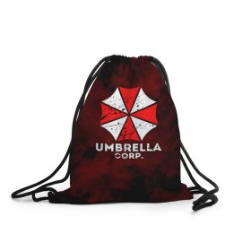 Рюкзак-мешок 3D с принтом UMBRELLA CORP в Петрозаводске, 100% полиэстер | плотность ткани — 200 г/м2, размер — 35 х 45 см; лямки — толстые шнурки, застежка на шнуровке, без карманов и подкладки | 