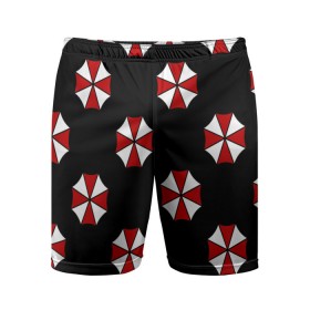 Мужские шорты спортивные с принтом Umbrella Corporation в Петрозаводске, 100% полиэстер | длина выше колена, широкий эластичный пояс | апокалипсис | зла | зомби | обитель | твирус