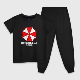 Детская пижама хлопок с принтом UMBRELLA CORP в Петрозаводске, 100% хлопок |  брюки и футболка прямого кроя, без карманов, на брюках мягкая резинка на поясе и по низу штанин
 | ada wong | biohazard | leon | nemesis | project resistance | raccoon city | re2 | resident evil 2 | rpd | stars | umbrella | ада вонг | амбрелла | немесис | ужасы