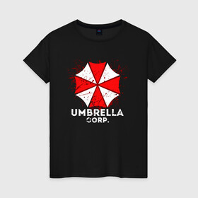 Женская футболка хлопок с принтом UMBRELLA CORP в Петрозаводске, 100% хлопок | прямой крой, круглый вырез горловины, длина до линии бедер, слегка спущенное плечо | ada wong | biohazard | leon | nemesis | project resistance | raccoon city | re2 | resident evil 2 | rpd | stars | umbrella | ада вонг | амбрелла | немесис | ужасы