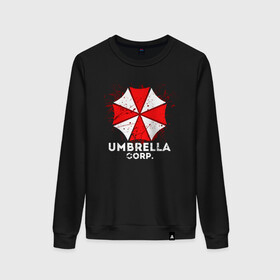 Женский свитшот хлопок с принтом UMBRELLA CORP в Петрозаводске, 100% хлопок | прямой крой, круглый вырез, на манжетах и по низу широкая трикотажная резинка  | ada wong | biohazard | leon | nemesis | project resistance | raccoon city | re2 | resident evil 2 | rpd | stars | umbrella | ада вонг | амбрелла | немесис | ужасы