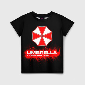 Детская футболка 3D с принтом Umbrella Corporation в Петрозаводске, 100% гипоаллергенный полиэфир | прямой крой, круглый вырез горловины, длина до линии бедер, чуть спущенное плечо, ткань немного тянется | corporation | umbrella | umbrella corporation | амбрела | амбрелла корпорейшн | военная корпорация | корпорация | фармацевтическая корпорация