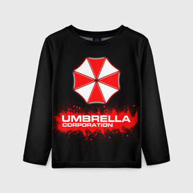 Детский лонгслив 3D с принтом Umbrella Corporation в Петрозаводске, 100% полиэстер | длинные рукава, круглый вырез горловины, полуприлегающий силуэт
 | corporation | umbrella | umbrella corporation | амбрела | амбрелла корпорейшн | военная корпорация | корпорация | фармацевтическая корпорация