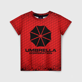 Детская футболка 3D с принтом Umbrella Corporation в Петрозаводске, 100% гипоаллергенный полиэфир | прямой крой, круглый вырез горловины, длина до линии бедер, чуть спущенное плечо, ткань немного тянется | corporation | umbrella | umbrella corporation | амбрела | амбрелла корпорейшн | военная корпорация | корпорация | фармацевтическая корпорация